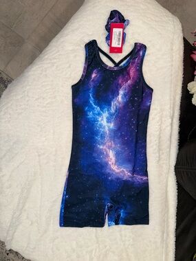 Kids Galaxy Print One-Piece Swim Suit - Blue Purple Size 6-7 Years